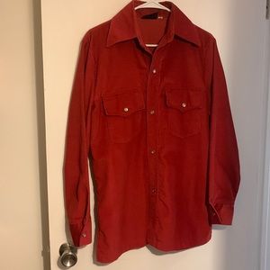 Vintage 90s Grunge Vibes Rust Corduroy button down Shirt, size medium